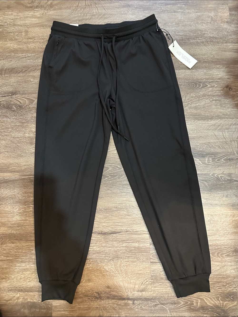 Rachel Zoe Black Drawstring Joggers with Zipper Pockets